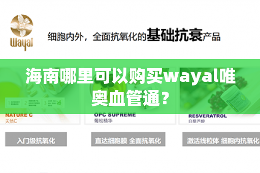 海南哪里可以购买wayal唯奥血管通？第1张-Wayal唯奥公司