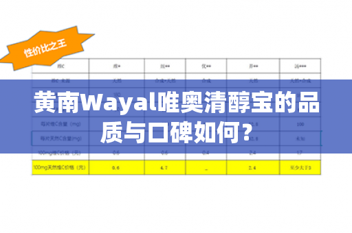 黄南Wayal唯奥清醇宝的品质与口碑如何？