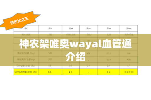 神农架唯奥wayal血管通介绍第1张-Wayal唯奥公司